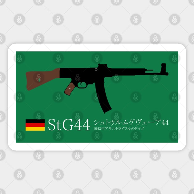 Stg44 Sturmgewehr44 or Mp44 Historical 1943 German assault rifle white in Japanese シュトゥルムゲヴェーア44 1943年アサルトライフルのドイツ Magnet by FOGSJ